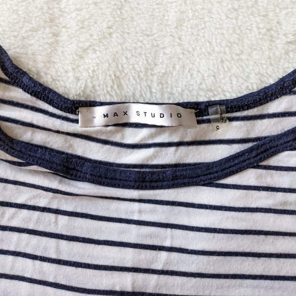 🌷3/15🌷 Max Studio Striped 3/4 Sleeve Tee Size S - Picture 2 of 5